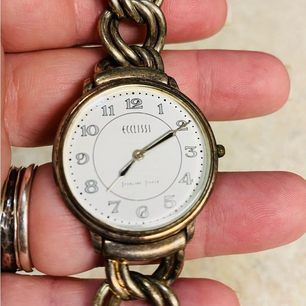 Ecclissi‎ Sterling Silver Watch with Toggle Clasp, 62g, Women's Bracelet Vintage